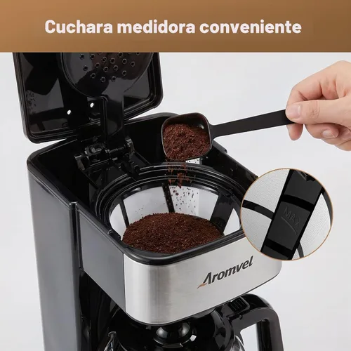 Vista 9 de Cafetera de 12 tazas, cafetera de goteo grande con tanque de agua Plateado