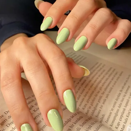 Vista 27 de Modelones Uñas postizas a presión color rosa almendra, uñas postizas cortas de primavera, kit de uñas reutilizables con pegamento de uñas, mini lima