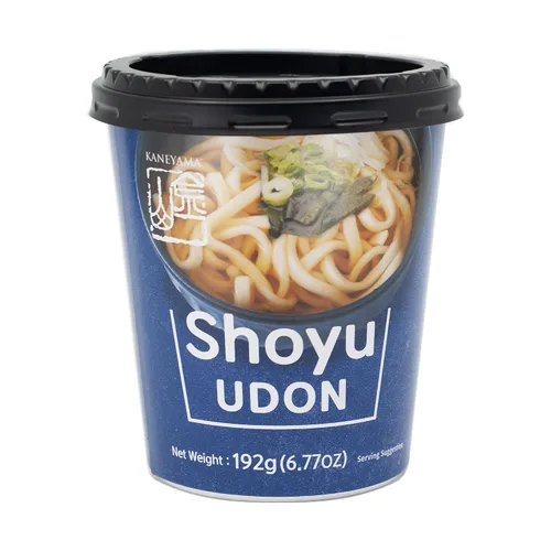 Vista 7 de Kaneyama Taza de sopa de fideos, Udon de estilo japonés, sabor picante Shoyu-Kimchi, fideos frescos masticables instantáneos y aptos