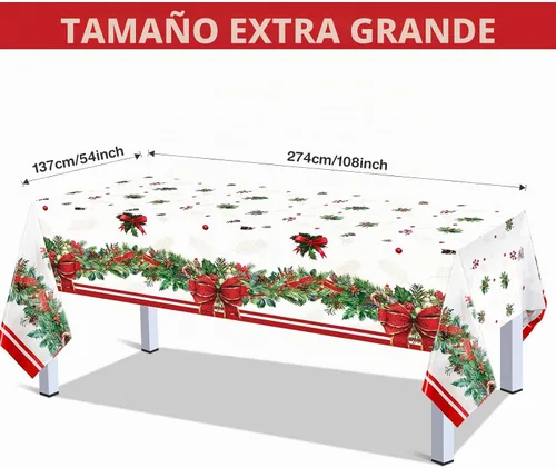 Vista 2 de Tiamon Manteles de plástico de 3 piezas, impermeables, desechables, rectangulares, fundas de mesa de Navidad para suministros de fiesta de Navidad