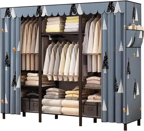 Vista 12 de large closets Folding Closet with Cloth Cover Clothes Closet Portable Wardrobe Closet Metal Iron Frame Closets for Bedroom Large Closet Space-saving