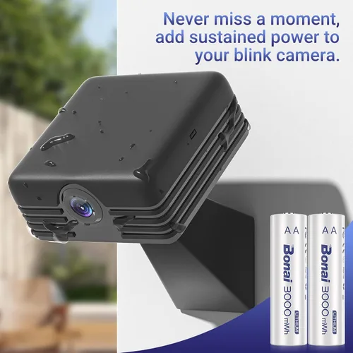 Vista 10 de BONAI Baterías recargables AA de litio con cargador, 3000 mWh 1.5 V pilas AA para cámara Blink 8 unidades con carga rápida de 2 horas, color azul