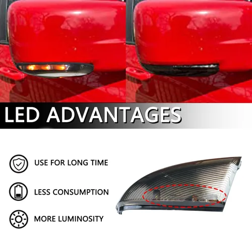 Vista 3 de Conjunto de Lámpara LED de Señal de Giro para Espejo Lateral Intermitente Ahumada Lámpara de Charco Compatible con Dodge Ram 1500 2500 2010-2018