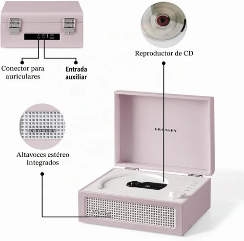 Vista 3 de Crosley CR3517A-AM Voyager Reproductor de Cd, Amythest
