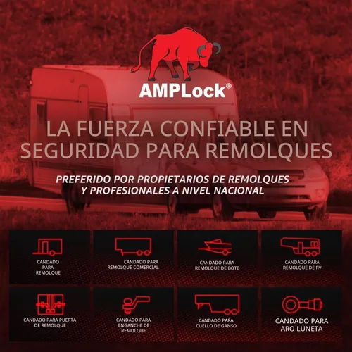 Vista 7 de AMPLock - U-BRP2 Candado de acople de remolque resistente, candado de 2" para RV y botes, accesorios para remolques de viaje, acoplador de bola