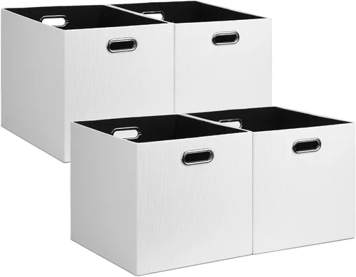 Vista 15 de Posprica Contenedores de almacenamiento plegables de 13 x 15 x 13 pulgadas, cajas de almacenamiento cúbicas plegables de tela, organizador de cestas