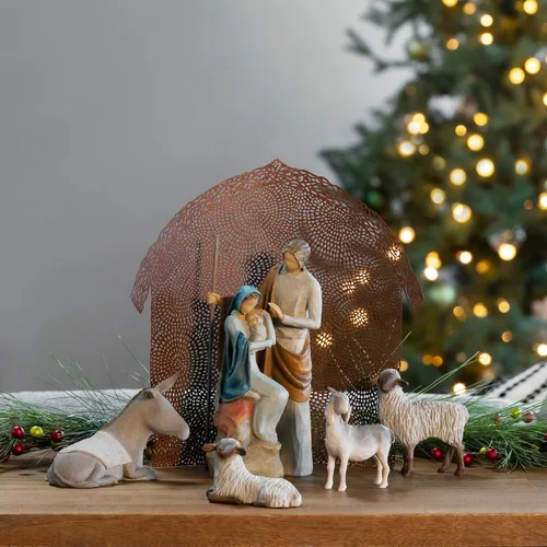 Vista 5 de Willow Tree The Holy Family - Juego completo de pesebre de 6 piezas en pequeña escala