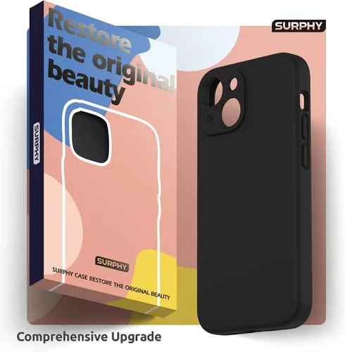 Vista 8 de SURPHY Funda compatible con iPhone 13 Mini con protector de pantalla, (protección de cámara y forro de microfibra suave), funda de silicona líquida