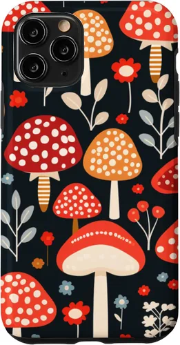 Vista 10 de Funda con estampado de hongos estéticos para iPhone 15 con diseño de hongos retro adorable