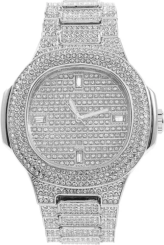 Vista 6 de Charles Raymond Bling Bling Bling Hip Hop Iced Out Watches Nauti Designer Look Full Shiny Diamond Reloj, esfera y pulsera 8967ST10266, 8967ST10266