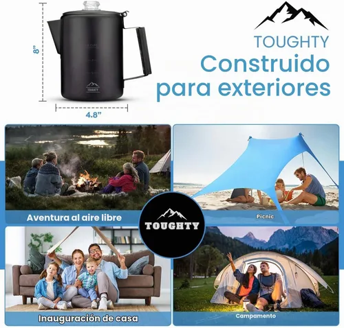 Vista 3 de Toughty Yosemite - Percoladora de café para estufa, 9 tazas, color negro
