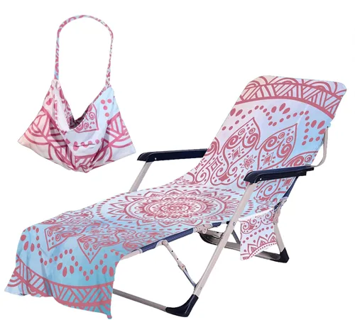 Vista 14 de Todo el Mundo Necesita Vitamina del Mar Funda para Silla de Playa con Bolsillos Laterales, Toalla Gruesa y de Secado Rápido para Tumbona, Piscina