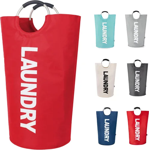 Vista 23 de Twira Cesta de lavandería grande de 90 litros, cesta de lavandería que se mantiene bien, bolsa de lavandería con asas acolchadas, contenedor de ropa