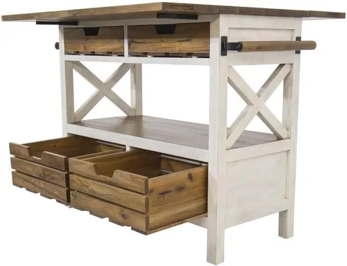 Vista 5 de Yosemite Home Decor Cassidy Farmhouse - Isla de cocina de madera en color blanco