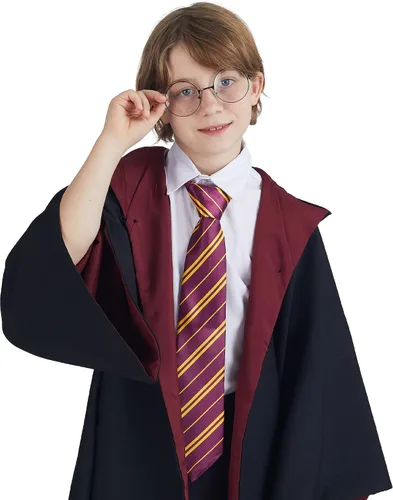 Vista 6 de JOYIN - Juego de lentes de mago de Halloween y corbata, accesorios de disfraz de mago, longitud regular, corbata roja clásica y lentes circulares