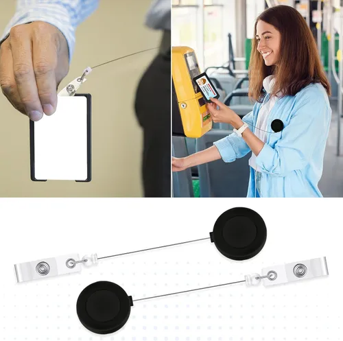 Vista 7 de Zonon 3 clips retráctiles para tarjetas de identificación con clip de cinturón de metal para colgar tarjetas, llaveros, soportes para tarjetas