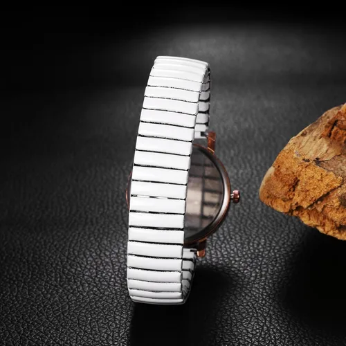 Vista 6 de Lancardo Reloj de banda elástica para mujer: reloj de pulsera analógico de cuarzo analógico con esfera blanca y esfera blanca fácil de leer