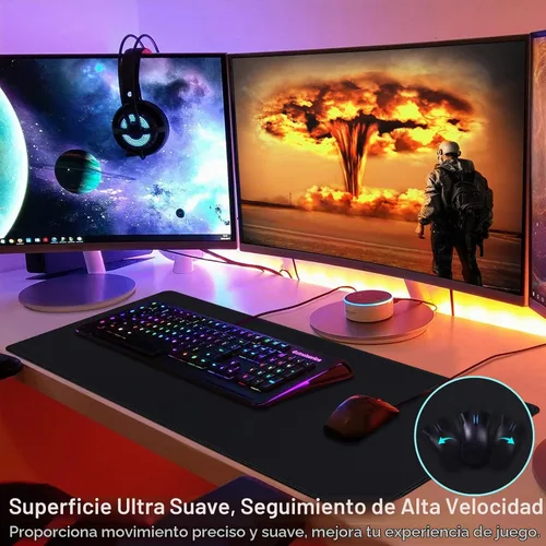 Vista 3 de Canjoy Alfombrilla para Mouse de Juegos (31.5x15.7 pulgadas) 3mm de Grosor XX-Grande Alfombrilla Extendida para Teclado de Computadora Completa
