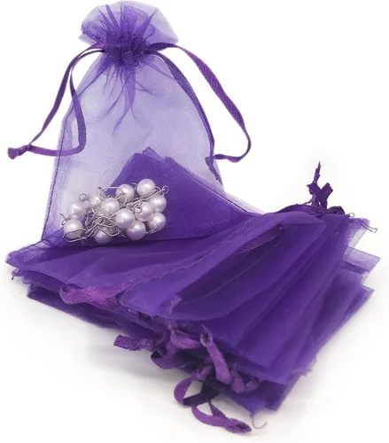 Vista 7 de TheDisplayGuys - Paquete de 48 bolsas de regalo de organza transparente negra de 2 x 2-3/4 pulgadas con cordón, bolsas de regalo para joyas, bolsas