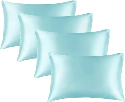 Vista 44 de BEDELITE Funda de almohada de satén para cabello y piel, súper suave y refrescante similar a las fundas de almohada de seda, paquete de 2 con cierre