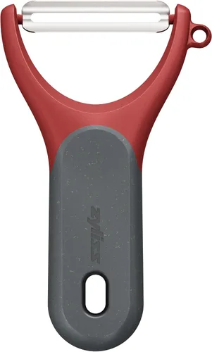 Vista 20 de Zyliss Julienne Y Peeler - Hoja de acero inoxidable ultra afilada para zanahorias, calabacines y papas, agarre ergonómico de paja de trigo, cortador
