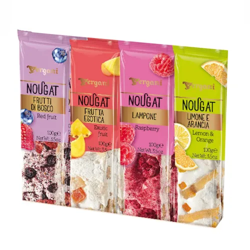 Vista 4 de Vergani Fruit Mix - Barras de turrón suave, sin gluten, paquete de 4, 3.53 oz cada una
