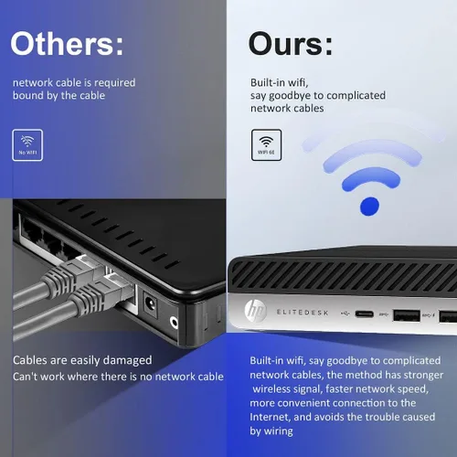 Vista 4 de HP Micro PC EliteDesk 800 G4 Windows 11 Tiny Desktop, i5 Hexa-Core Mini Business Computers 32GB Ram 1TB NVMe M.2 SSD, WiFi, BT, HDMI, DP, USB-C