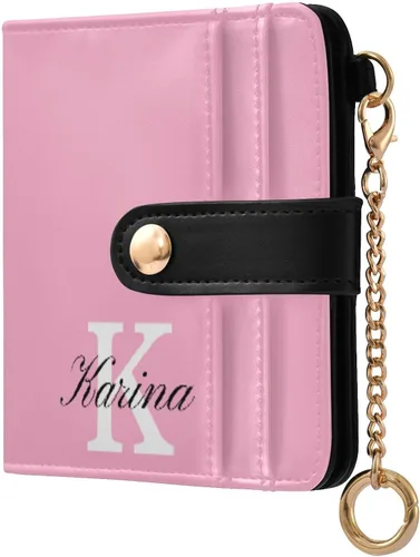 Vista 14 de Sinestour Custom Beige pattern Small Wallet for Women RFID Blocking Leather Bifold Small Purse with Card Holder Zipper Coin Pocket ID Window