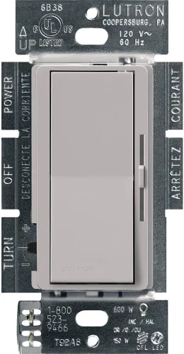 Vista 23 de Lutron Diva LED+ Interruptor Regulador de Luz para Bombillas LED Regulables, Halógenas e Incandescentes, 150 Vatios, Unipolar o 3 Vías, Almendra