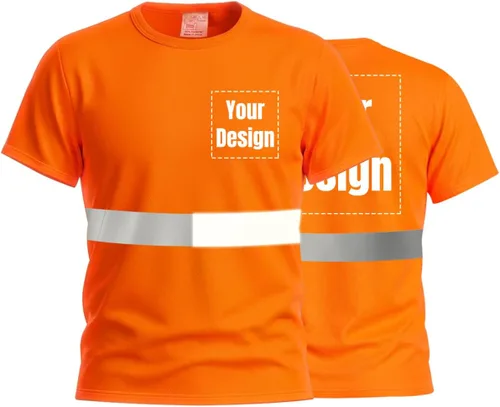 Vista 20 de Camisetas reflectantes de seguridad de alta visibilidad personalizan su logotipo