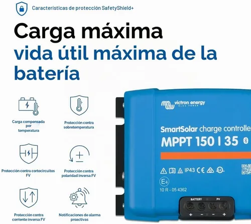 Vista 8 de Victron Energy SmartSolar MPPT 150V 35 A 12/24/36/48-Volt Controlador de carga solar (Bluetooth)