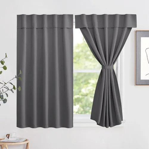 Vista 26 de NICETOWN Biscotti - Cortinas opacas para puerta francesa, color beige, 72 pulgadas de largo Cortina de ventana portátil de granja autoadhesiva