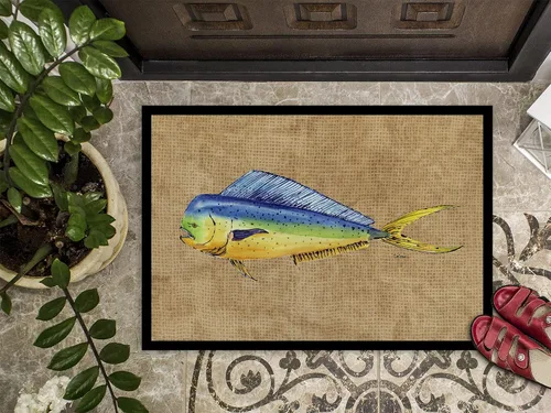 Vista 3 de Caroline's Treasures 8810MAT Dolphin Mahi Mahi - Felpudo de 18 x 27 pulgadas, para interiores y exteriores, para entrada, antideslizante, lavable