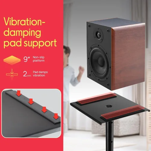 Vista 3 de Pyle Par de Soportes para Altavoces de Sonido - Soporte para Play 1 y 3, Altura Telescópica Ajustable de 26" - 52", Base Triangular de Tres Puntos