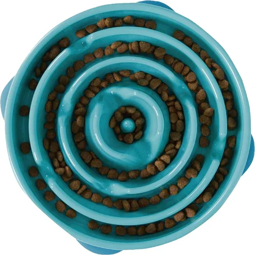 Vista 25 de Outward Hound Fun Feeder Slo Bowl Cuenco para perro de alimentación lenta, mediano/pequeño, color azul
