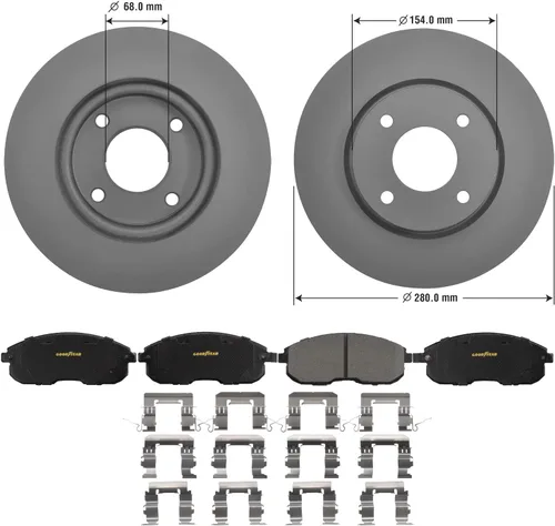 Vista 3 de Goodyear Frenos PRK67801F Kit de frenos delanteros premium con par (2) de rotores de freno con revestimiento antiOx y pastillas de freno