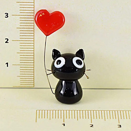 Vista 6 de FOLFS Interior/Figura Objetos Hecho a mano de cristal trabajo corazón lindo negro gato, transparente