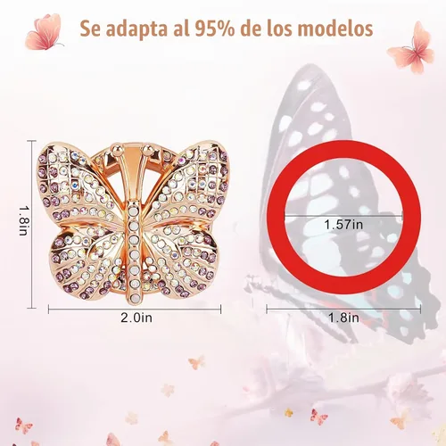 Vista 9 de Cubierta para botón de arranque y parada de automóvil, con diamantes de imitación de mariposa, bonita cubierta protectora de encendido, cubierta