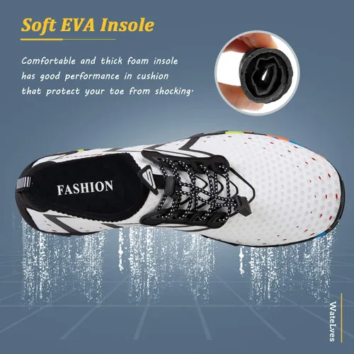 Vista 8 de WateLves Water Shoes Mens Womens Beach Swim Shoes Quick-Dry Aqua Socks Pool Shoes for Surf Yoga Water Aerobics