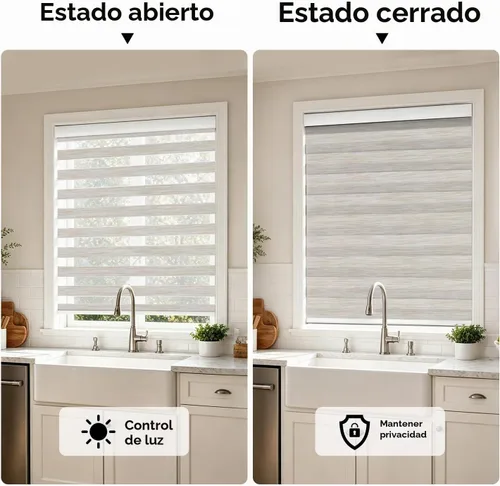 Vista 2 de ACMEART Persianas motorizadas de cebra con control remoto, persianas automáticas de doble capa, persianas eléctricas opacas para oficina del hogar