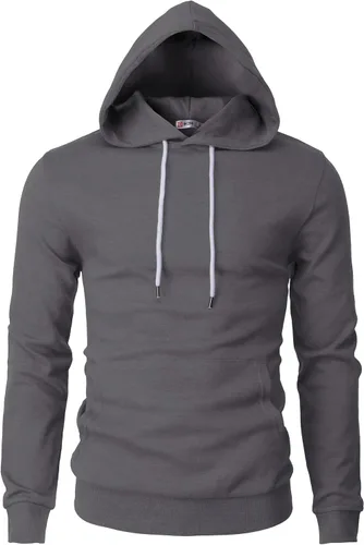 Vista 48 de H2H Sudadera con Capucha Tipo Pullover para Hombre, Ligera, de Manga Larga, con Bolsillo Canguro, Ajuste Ceñido, Básica, Casual, Suéter