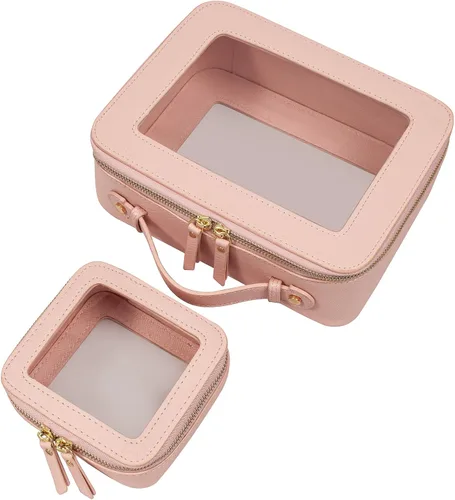 Vista 22 de LETGO Bolsas de Maquillaje Transparentes, Bolsa de Aseo Aprobada por la TSA con Cierre, Organizador de Maquillaje Transparente de Gran Capacidad
