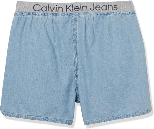 Vista 3 de Calvin Klein Pantalones cortos de mezclilla ligeros para niñas