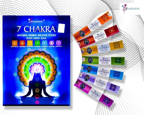 Vista 2 de Juego de regalo de varillas de incienso Chakra 140 varillas de incienso para aromaterapia, yoga y relajación 7 aromas únicos de alineación