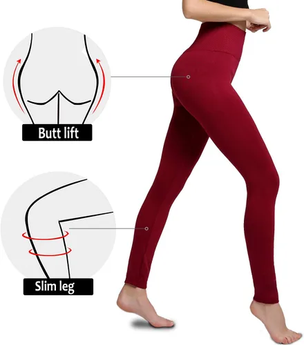 Vista 3 de Leggings con forro polar para mujer, paquete de 3 leggings de cintura alta cepillados, ultra suaves, cálidos, elásticos y adelgazantes