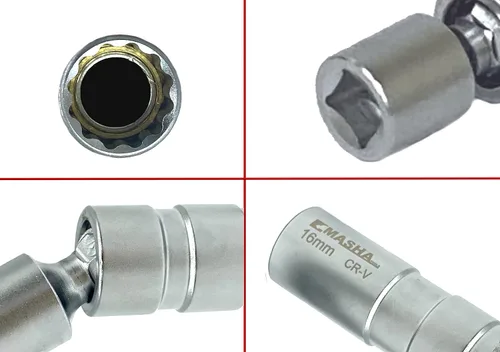 Vista 3 de 3/8 de pulgada de llave giratoria magnética pared delgada 0.551 in bujía enchufe universal junta 12PT (0.551 in)