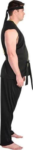 Vista 3 de Party City - Disfraz de Halloween de Cobra Kai para adultos, talla grande, incluye camiseta y pantalón