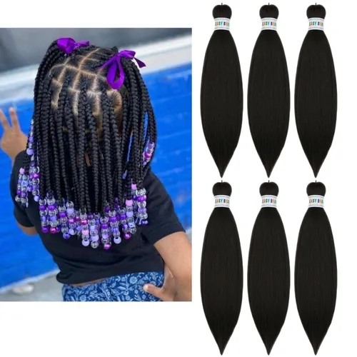 Vista 12 de Cabello trenzado para niños preestirado de 16 pulgadas, color negro para niños, trenzas sin nudos