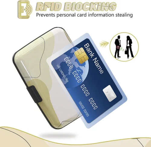 Vista 2 de ToLuLu Portador de Tarjetas de Crédito, Mini Billetera Pequeña de Aluminio RFID para Tarjetas, Estuche Delgado de Metal para Tarjetas