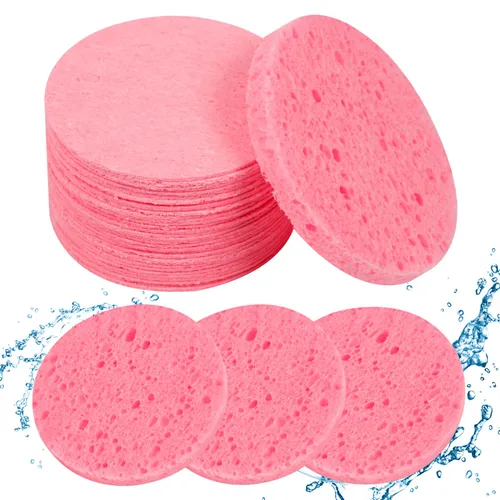 Vista 8 de 50 esponjas faciales comprimidas en forma de corazón, esponjas cosméticas 100% naturales para limpieza facial para limpieza facial diaria